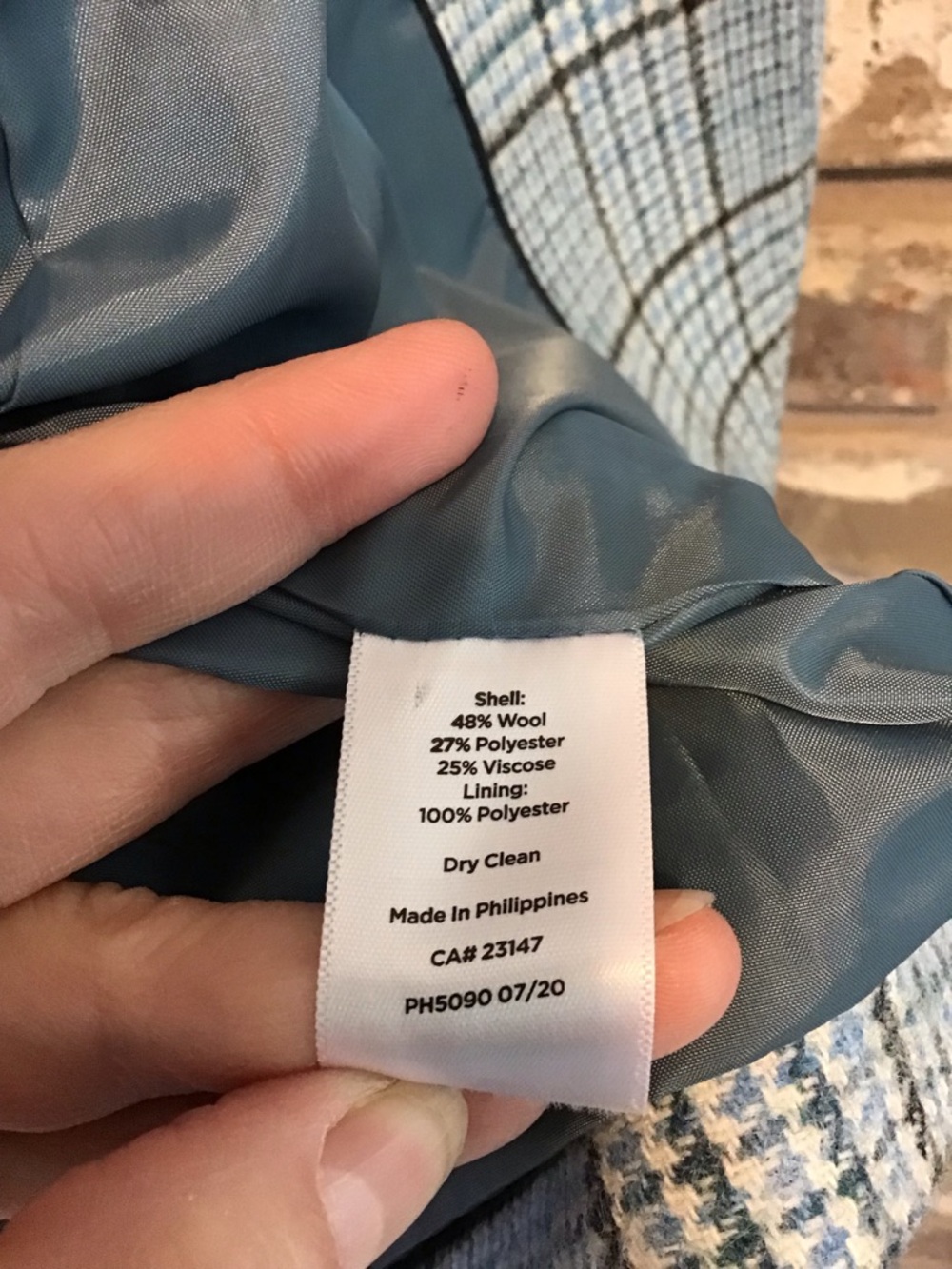 TALBOTS Women's Blue Black Houndstooth Plaid Wool Blend Blazer Jacket 6 NEW - Picture 10 of 10